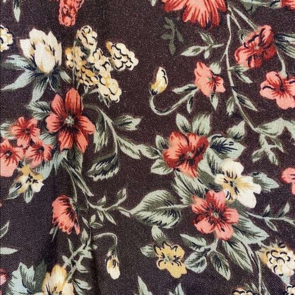 Vintage Kathryn Deene Floral Brown, Tan, Peach Button Down Skirt. 22-24 Pockets - Picture 2 of 11